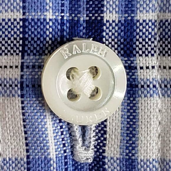 Polo Ralph Lauren Shirt Oxford Button Down Mens Size Large L LS Blue Plaid - Picture 5 of 9
